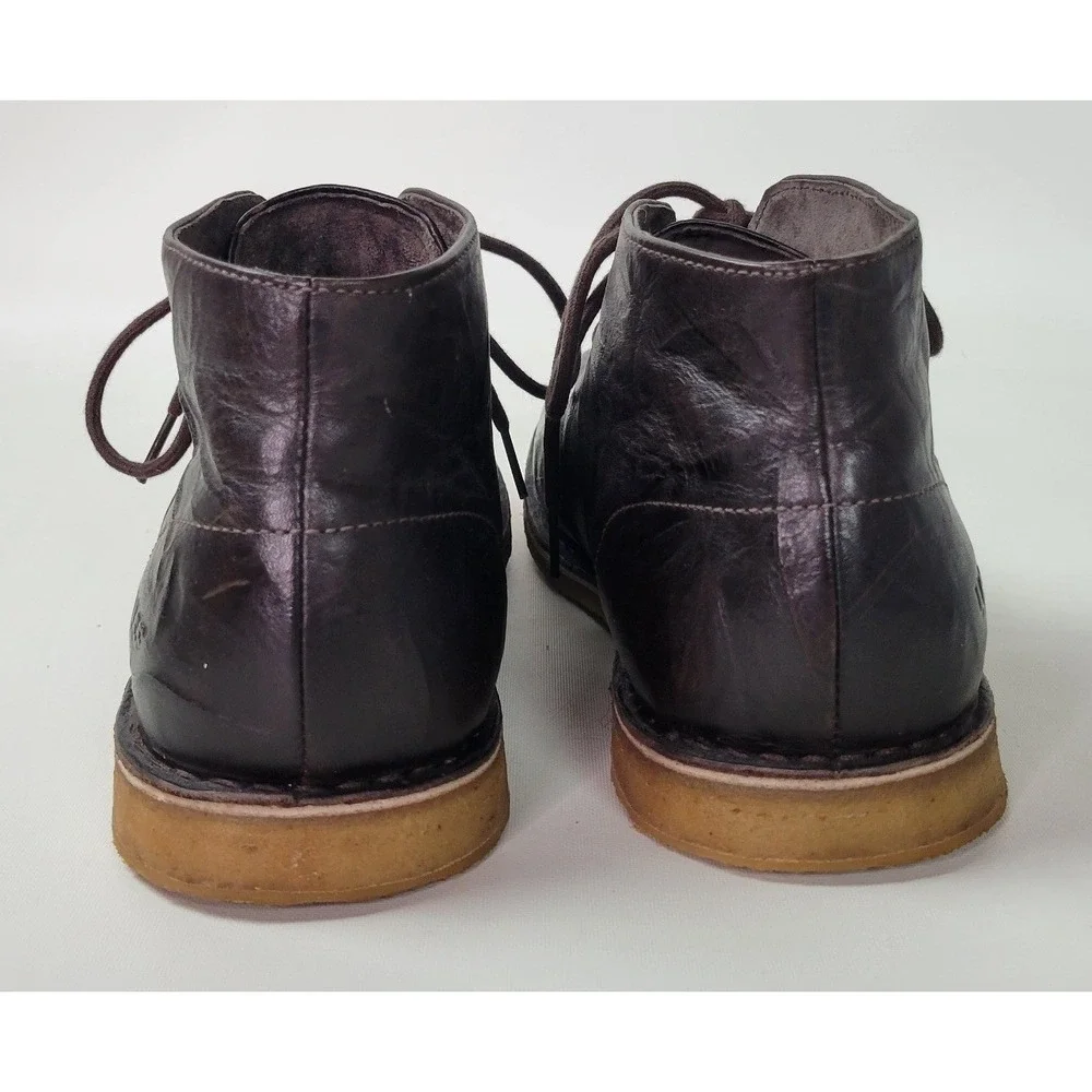 UGG Australia Leighton Mens Dark Brown Crinkled Leather Chukka Desert Boots 11.5